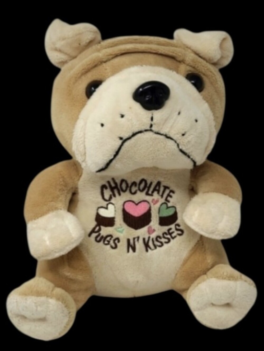 10" PUG DOG STUFFED ANIMAL "CHICOLATE PUGS N' KISSES" - DANDEE